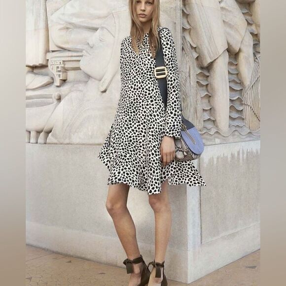 Chloe Silk Leopard Tent Dress 38 - Picture 1 of 16